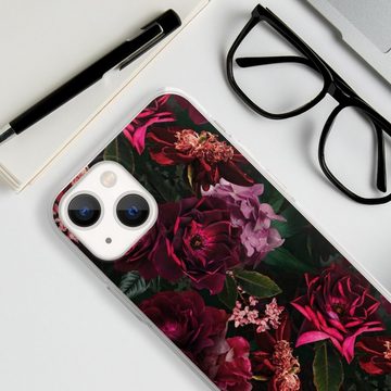 DeinDesign Handyhülle Rose Blumen Blume Dark Red and Pink Flowers, Apple iPhone 13 Mini Silikon Hülle Bumper Case Handy Schutzhülle