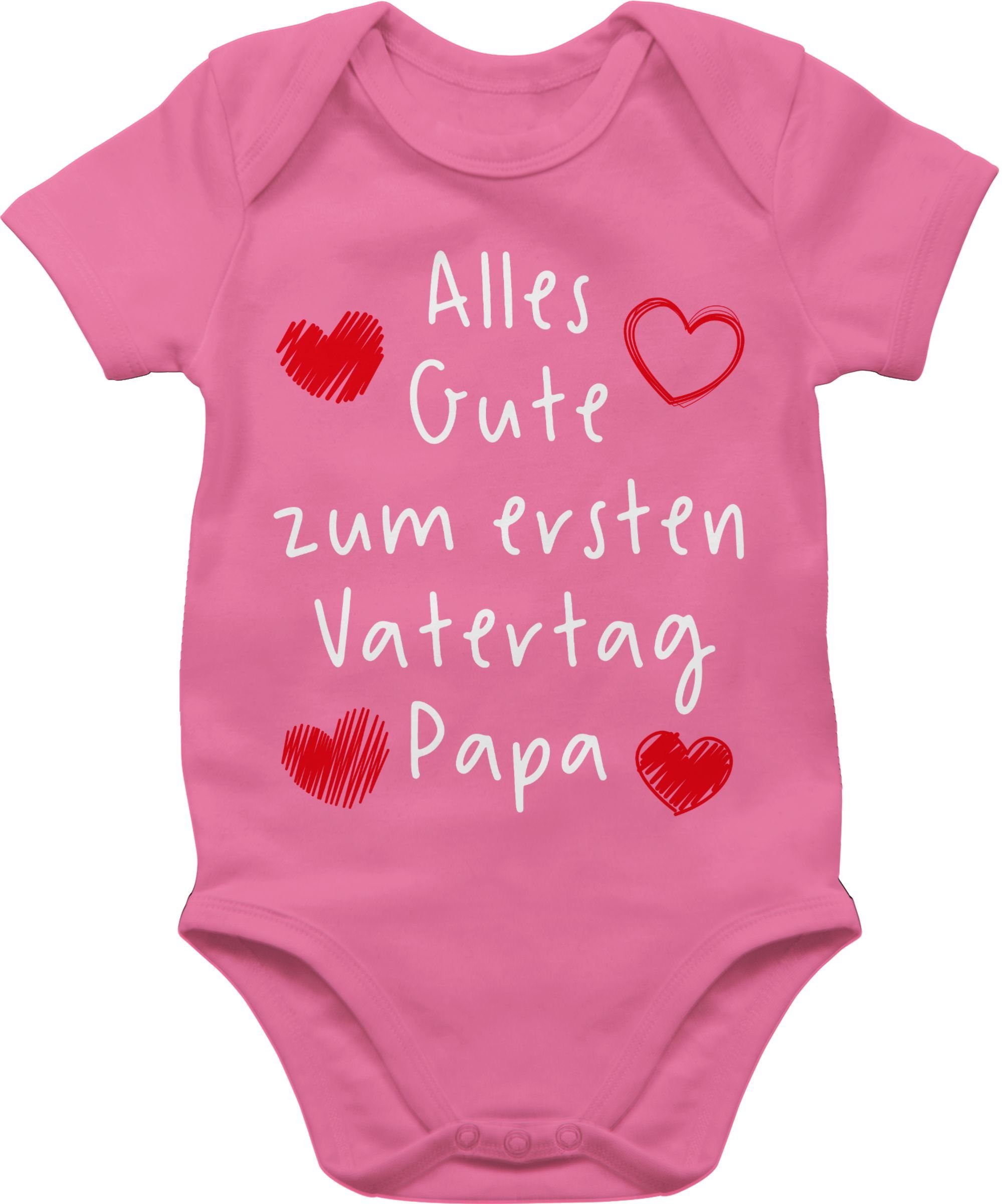 Shirtracer Shirtbody Alles Gute zum ersten Vatertag Handschrift weiß Geschenk Vatertag Baby 3 Pink