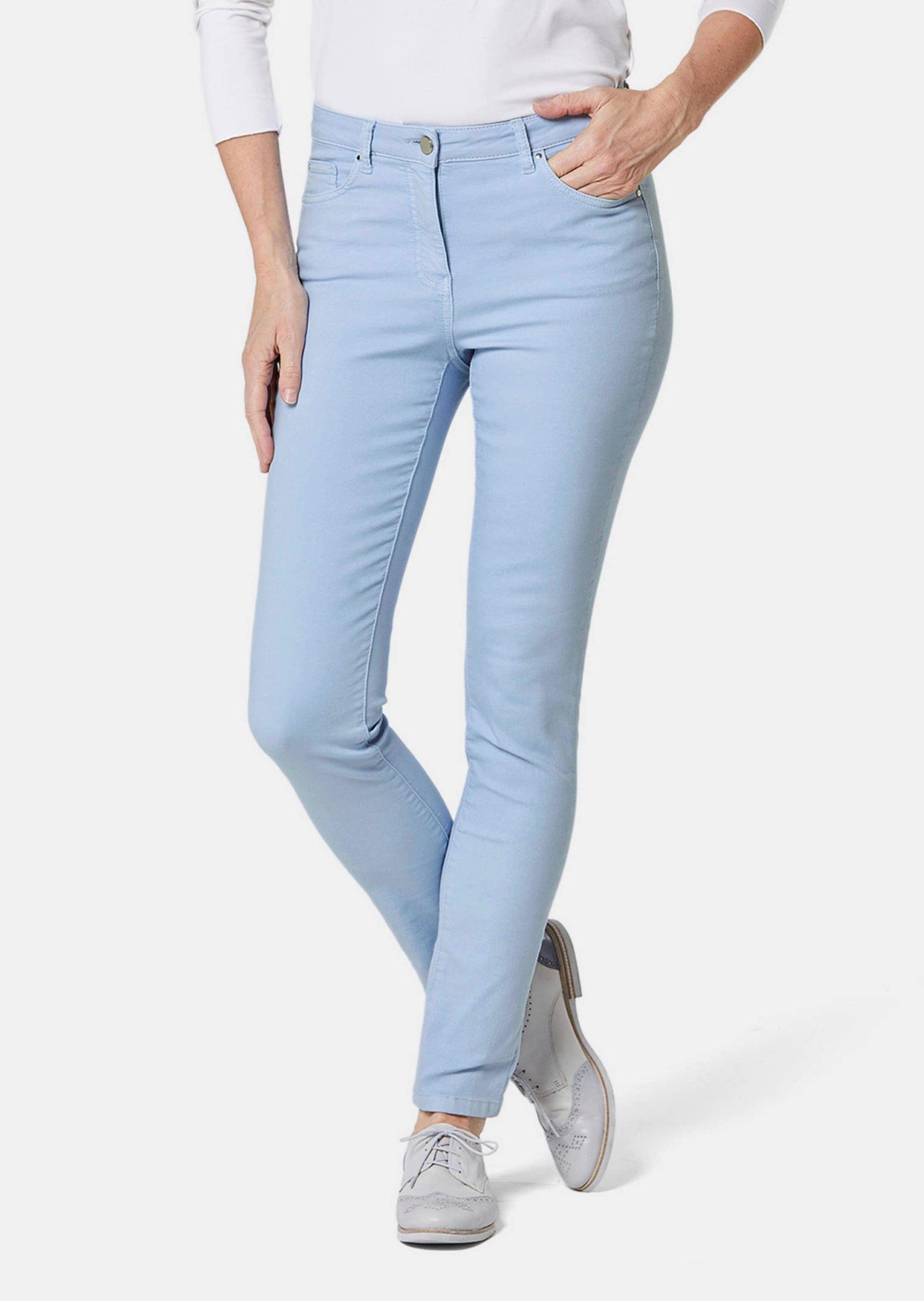 GOLDNER Bequeme Jeans Kurzgröße: Lange Freizeithose BELLA mit Formbund Slim Fit Stretch-Jeans mit hohem Komfort, Formbund