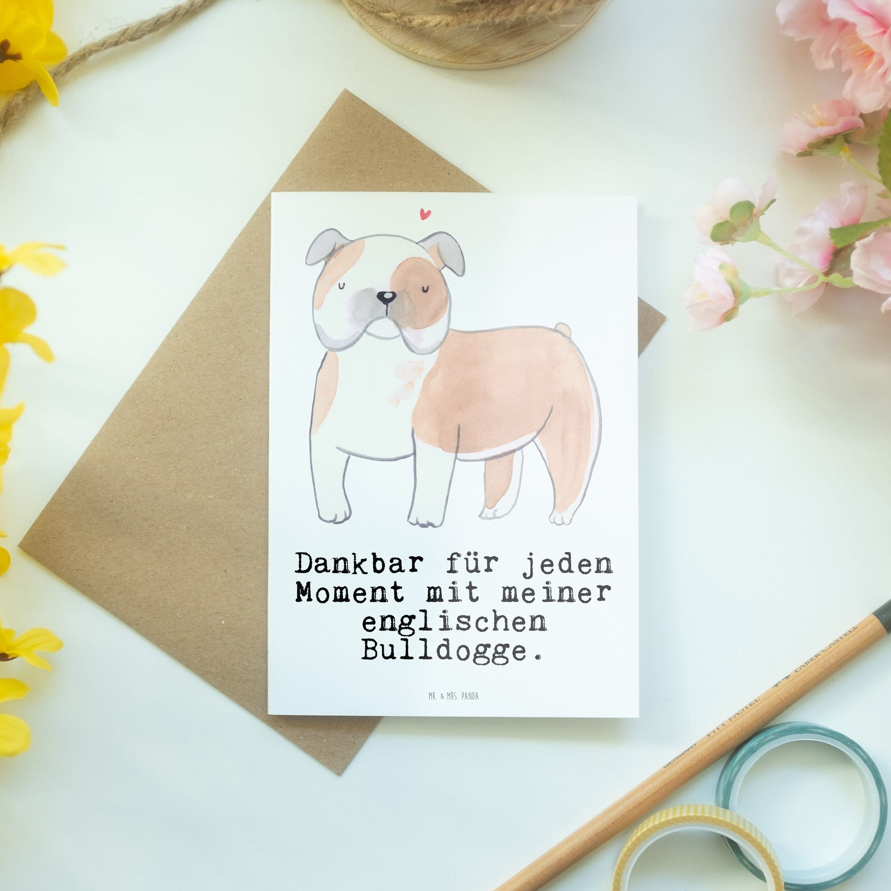 Mr. & Mrs. Panda - Weiß Geschenk, Einladungsk Bulldogge Grußkarte Klappkarte, Moment Englische 