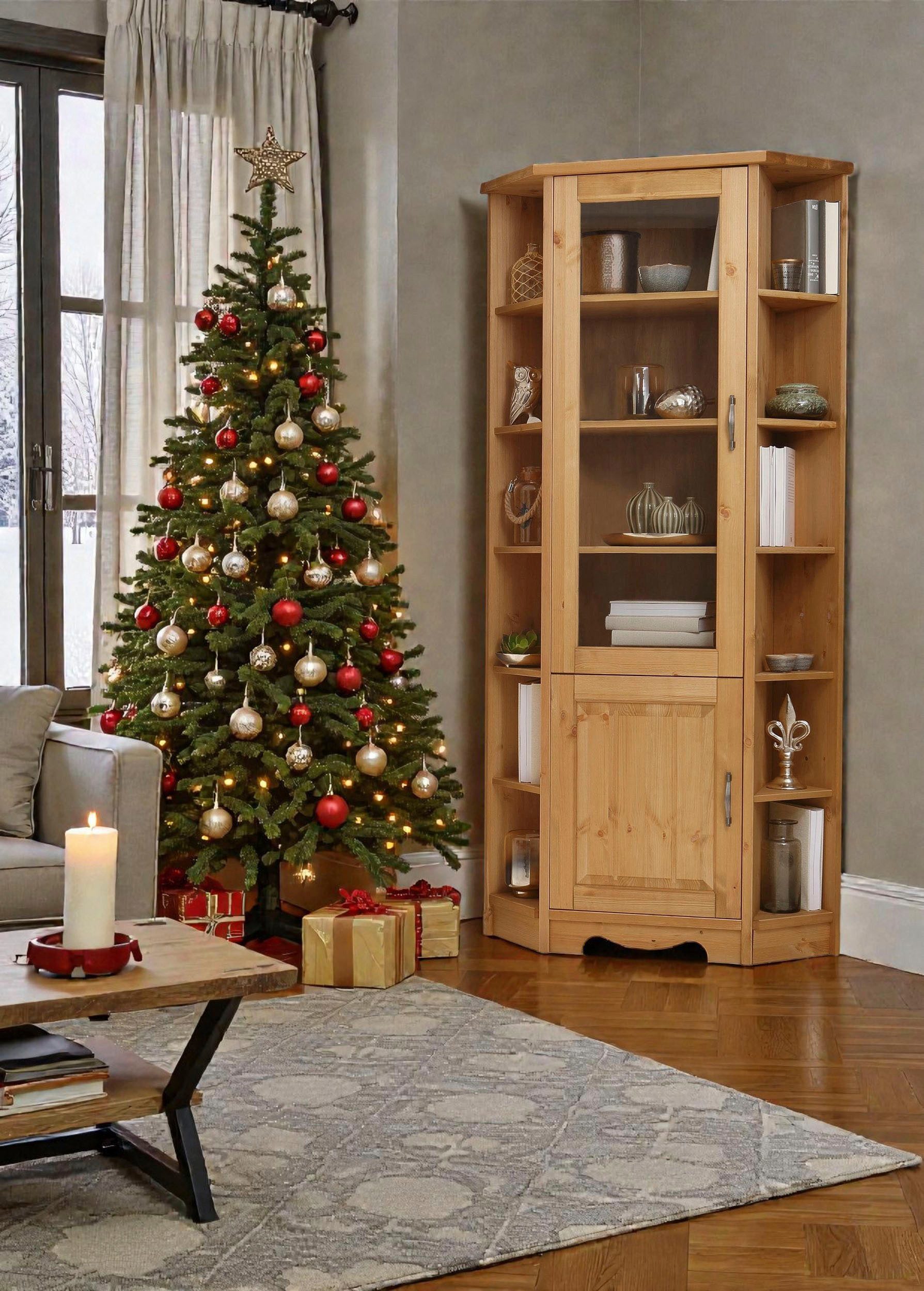 Home affaire Eckvitrine Trinidad Höhe 188 cm, FSC® zertifiziertes Massivholz