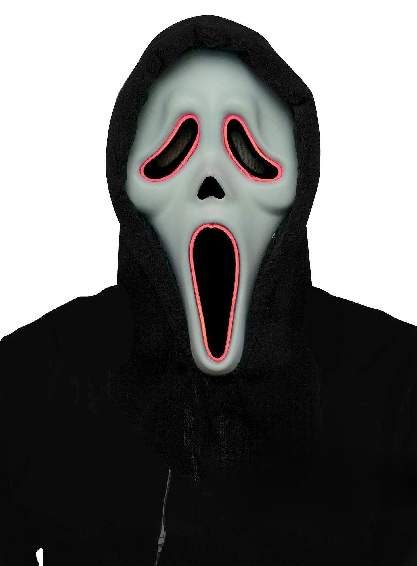 Fun World Verkleidungsmaske Scream Ghostface LED Halloween Maske - für Kostüm, Die ikonische Scream Maske mit leuchtenden Rändern