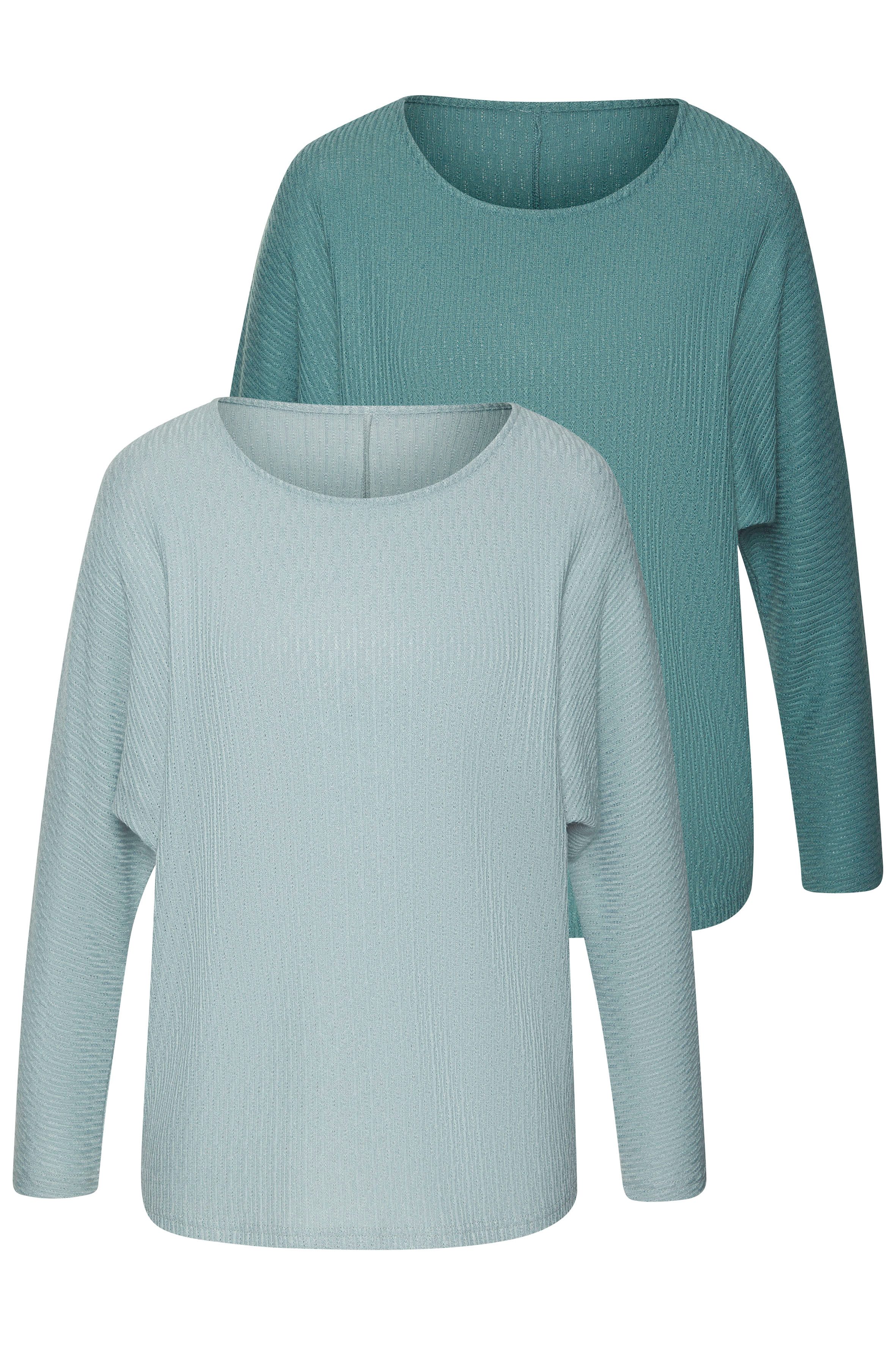 Vivance Langarmshirt in modischer Struktur-Optik (2er-Pack) aus pflegeleichter Strickqualität mit Viskose