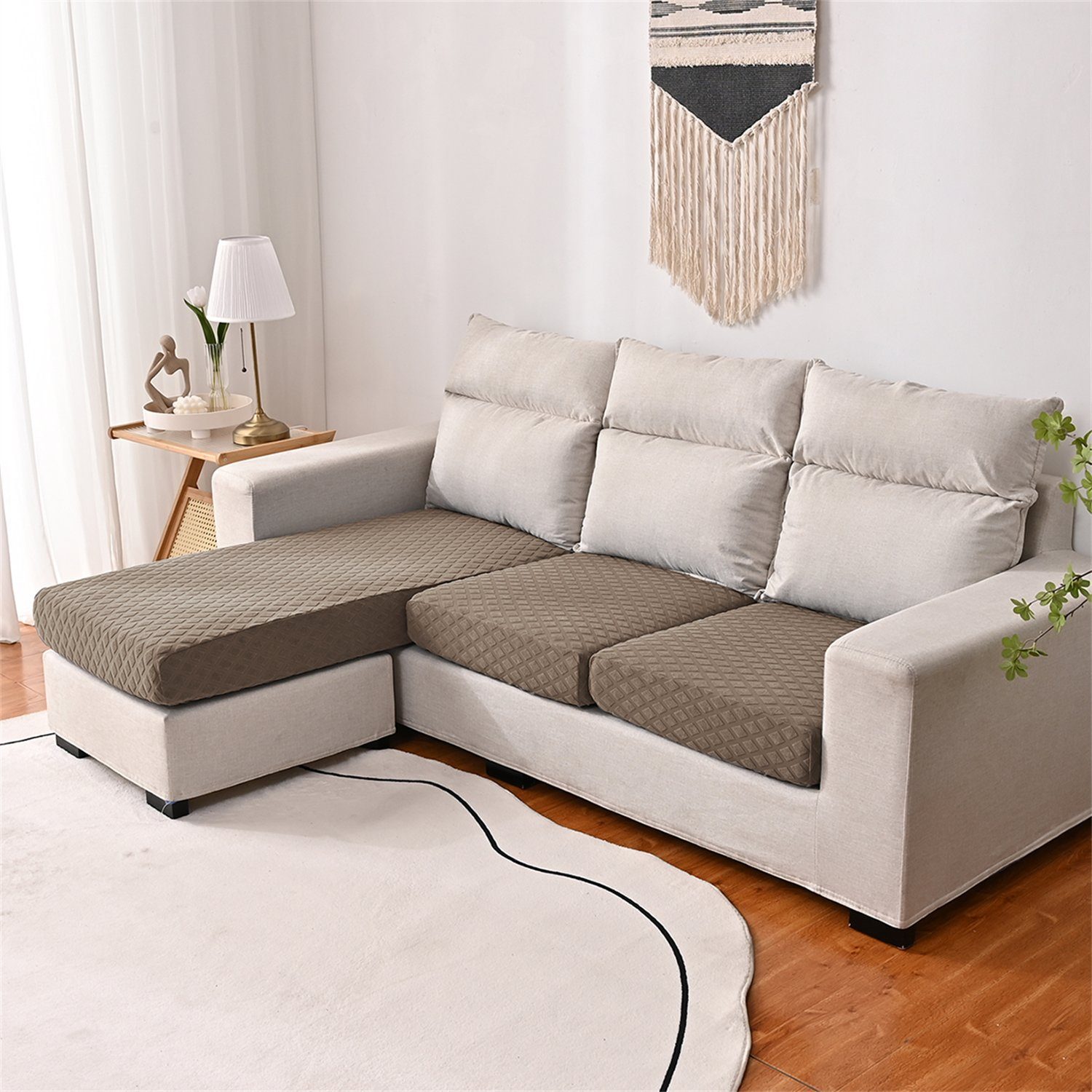 wasserfest Sofa-Sitzbezug Sofahusse, 3DMuster HOMEIDEAS, elastischer mit Braun