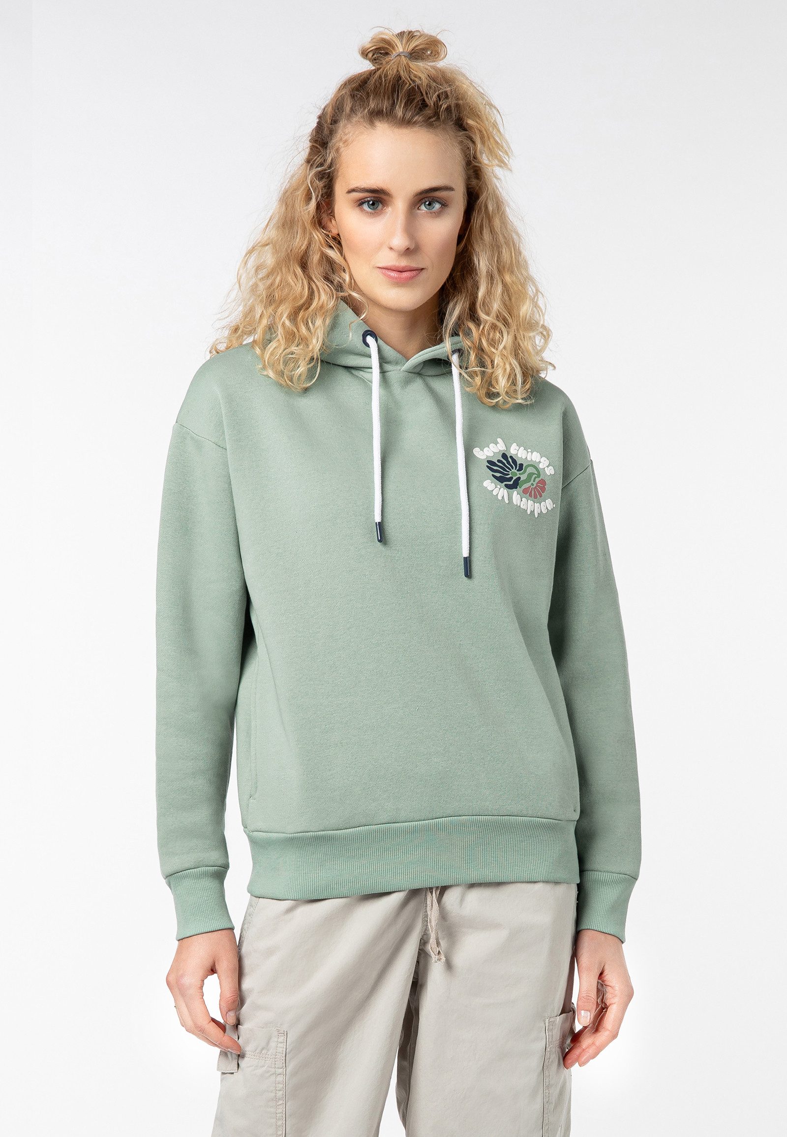Kapuzenpullover Damen Sweathoodie Kapuzenpullover mit Blumen Backp