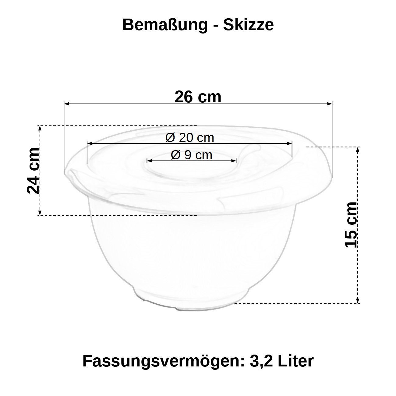 Engelland Rührschüssel Back-/Rührschüssel mit zweigeteiltem Deckel, Kunststoff, (Vorteils-Set, 1-tlg), rutschfest, Einhandgriff, Ausgießer, BPA-frei, Ø 26 cm – Bild 4 von 4