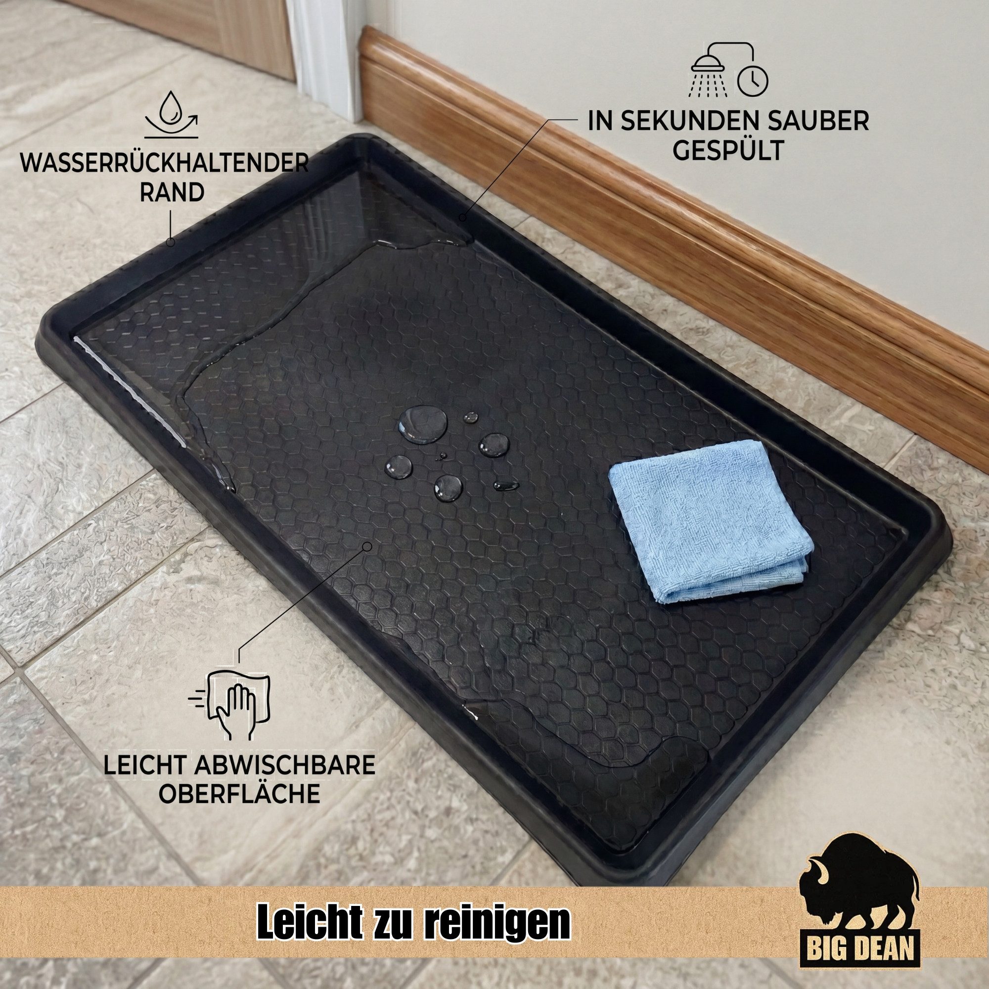 BigDean Schuhabtropfschale 2er Set robuste Premium Schuhunterlage 60x40cm (Set, 2-tlg., Schuhablage/n), Made in Italy, rutschfest, pflegeleicht, robust, vielsei – Bild 5 von 5