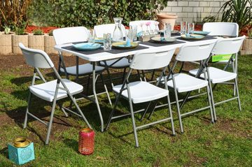 AMANKA Klapptisch Gartenmöbel Set Klappbar 180cm Tisch mit 8 Stühlen, Garten Sitzgruppe Essgruppe