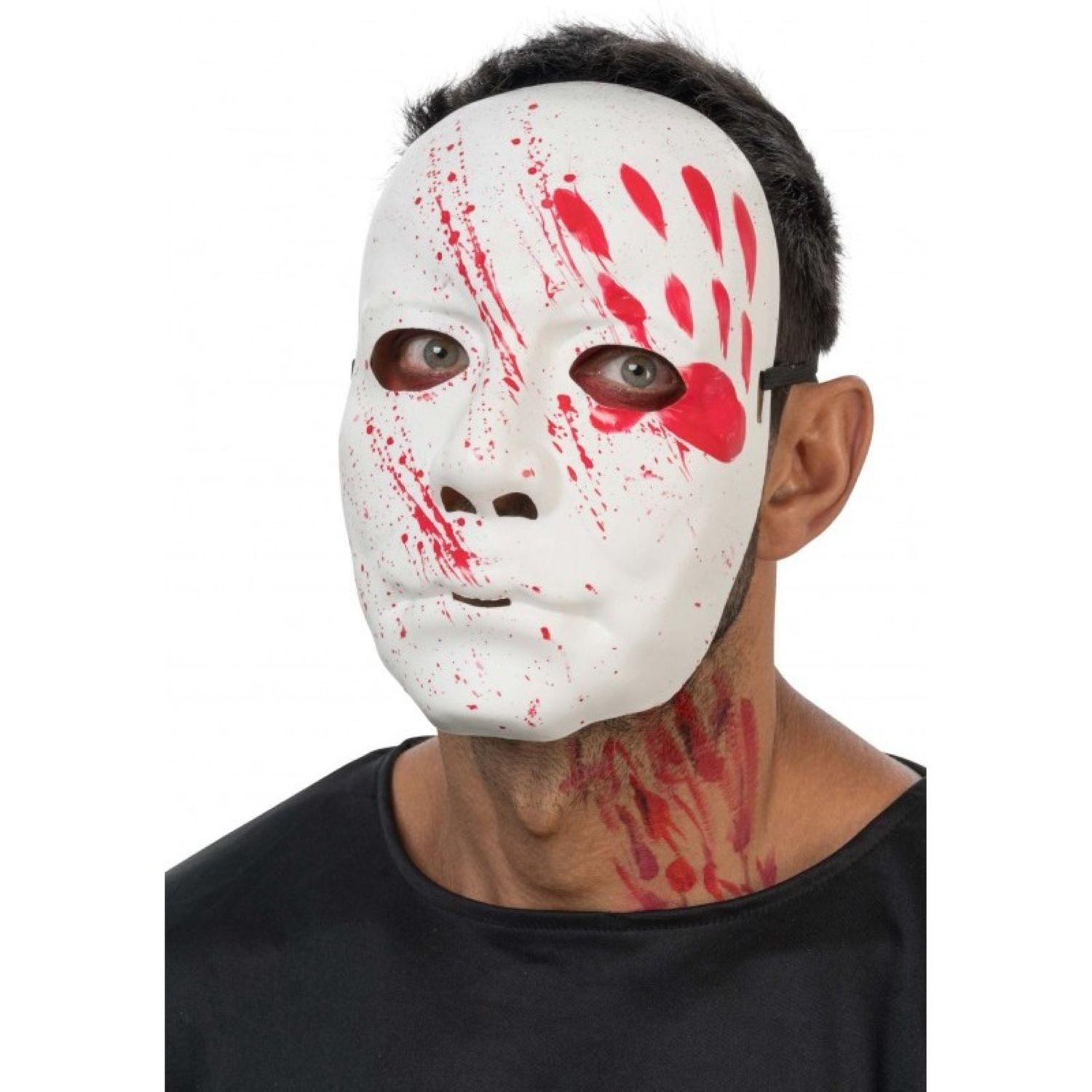 Verkleidungsmaske Halloween Maske 'mit Blutflecken', Weiß
