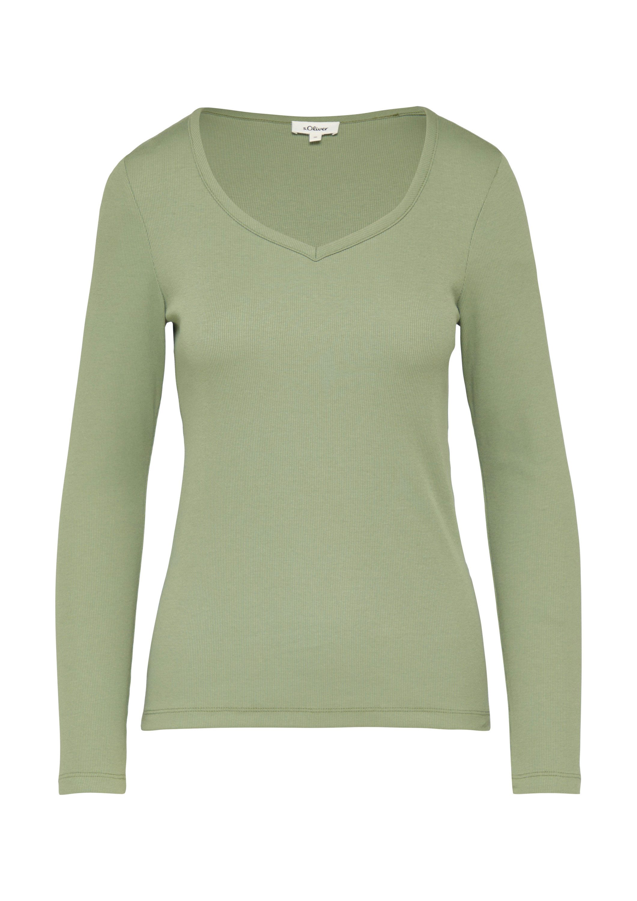 s.Oliver Langarmshirt T-Shirt Feines Jersey-Longsleeve mit Rippstruktur günstig online kaufen