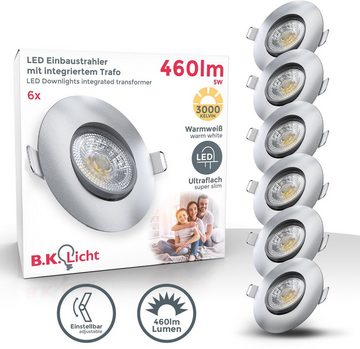 B.K.Licht LED Einbauleuchte, 6er Set schwenkbare Einbauleuchten, ultra flach (30mm)