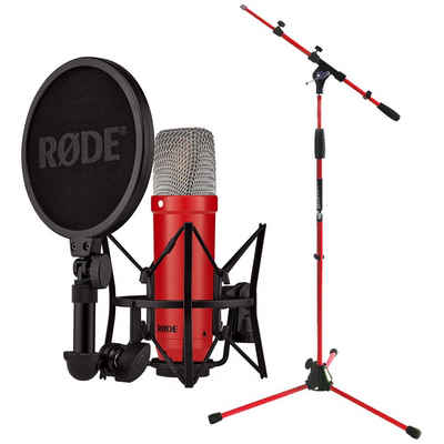 RØDE Mikrofon NT1 Signature Red Rot mit Stativ in Rot