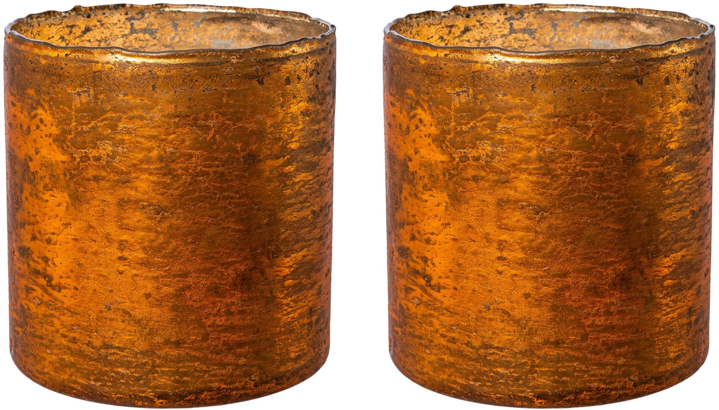 Creativ deco Windlicht Weihnachtsdeko (2 St), mit matter Oberflächenstruktur