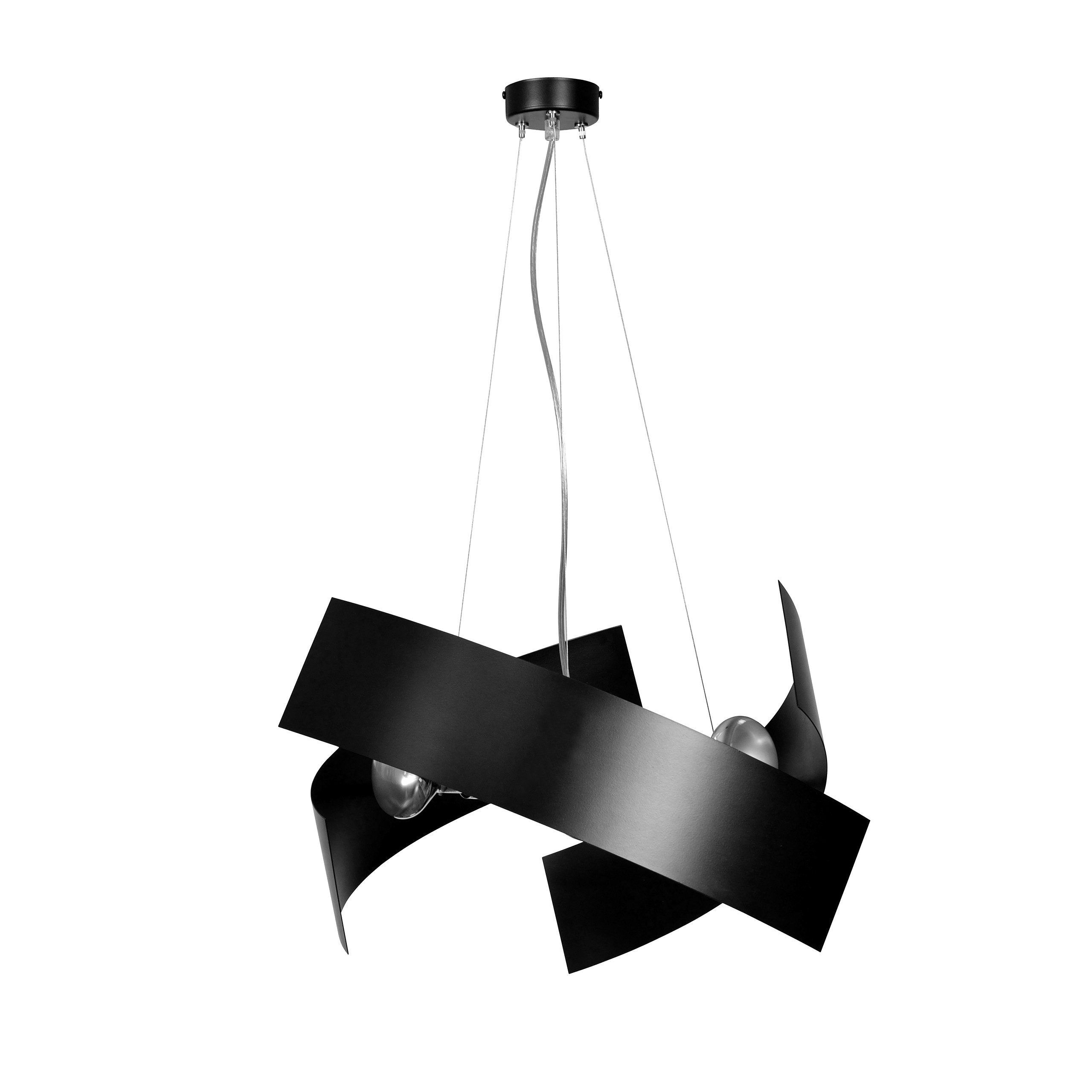 Licht-Erlebnisse Modern Schwarz Ø45cm ohne Hängelampe LUNDY, Leuchtmittel, Design Esszimmer Pendelleuchte rund
