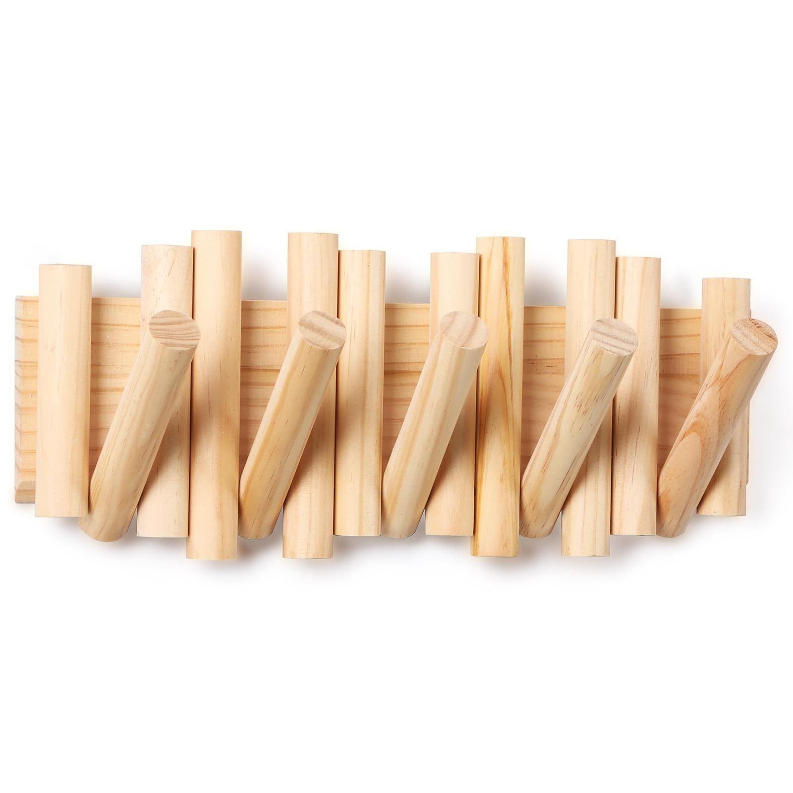 BlingBin Garderobenleiste 5/6 Haken Holzgarderobe, Klappbare Wandgarderobe, Platzsparende (1er Set, 1 St., 38 x 17 x 4 cm), Garderobenhaken, Moderne Wanddekoration, Für Hüten Schals Handtüchern