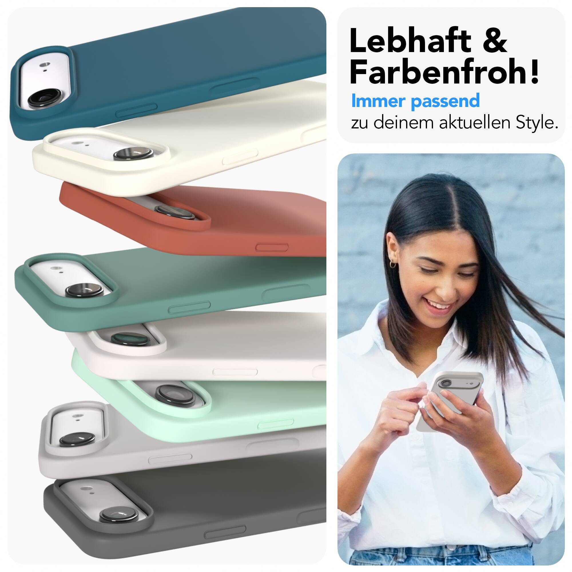 EAZY CASE Handyhülle für Apple iPhone Air Hülle Silikon 6,5 Zoll, Schutzcase mit MagSafe Slimcover Silikonschutzhülle elastisch Taupe – Bild 2 von 5