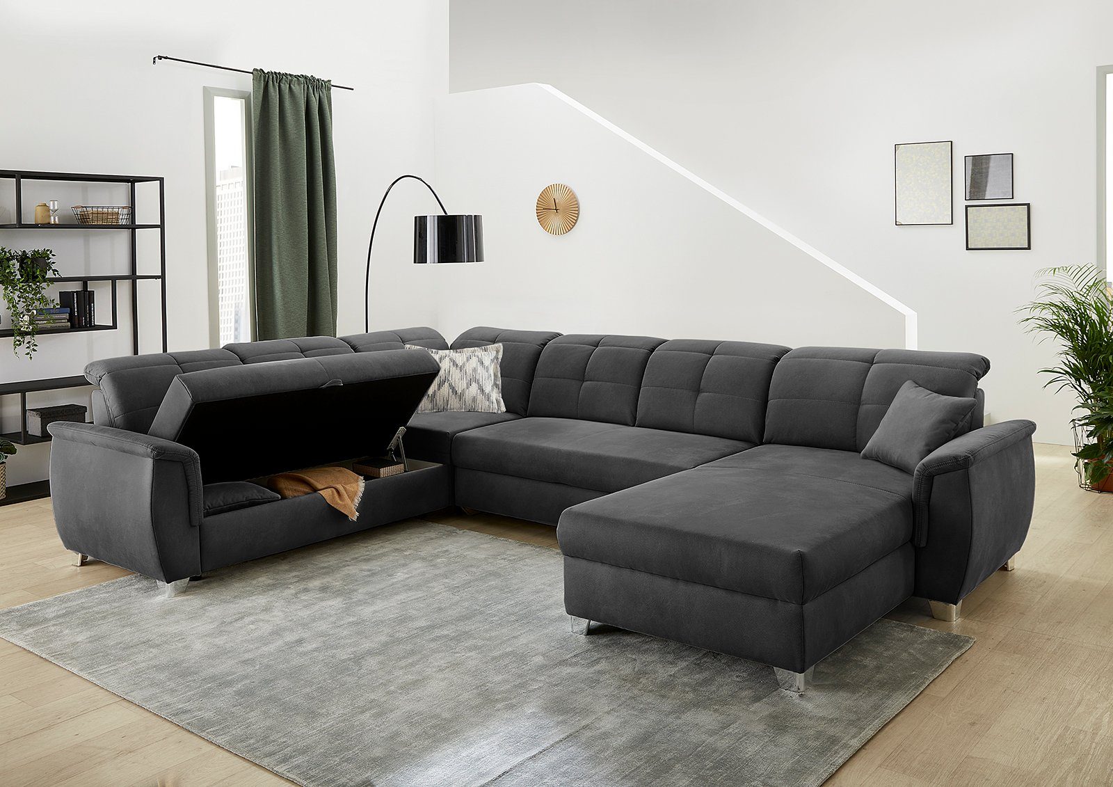 Jockenhöfer Gruppe Wohnlandschaft Livorno U-Form, B: 354 cm, mit Schlaffunktion, Bettkasten, Kopfteilverstellung & Zierkissen – Bild 5 von 5