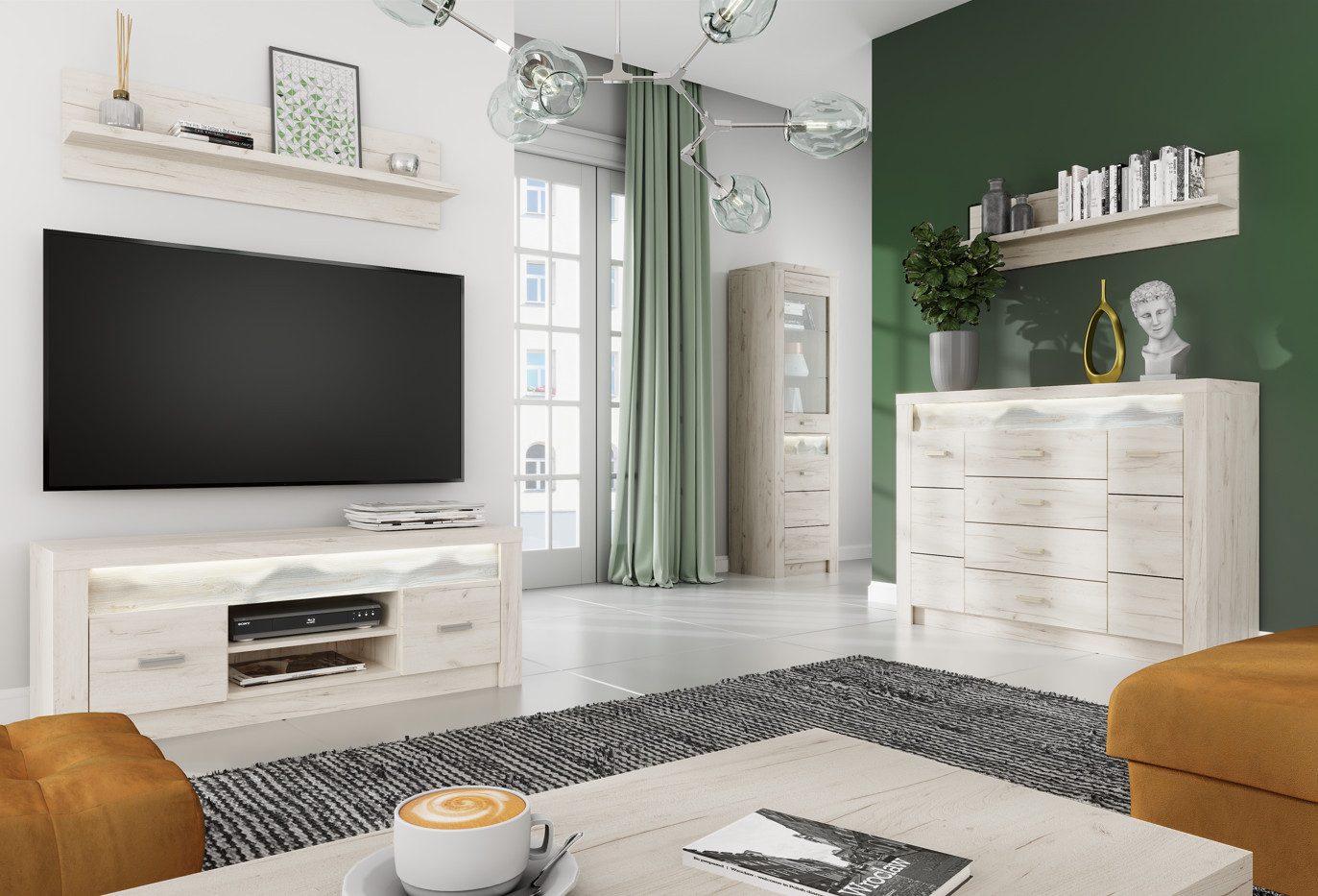 Beautysofa Eckvitrine Polis I-23 mit Glastür & Schrank, 3 Farben