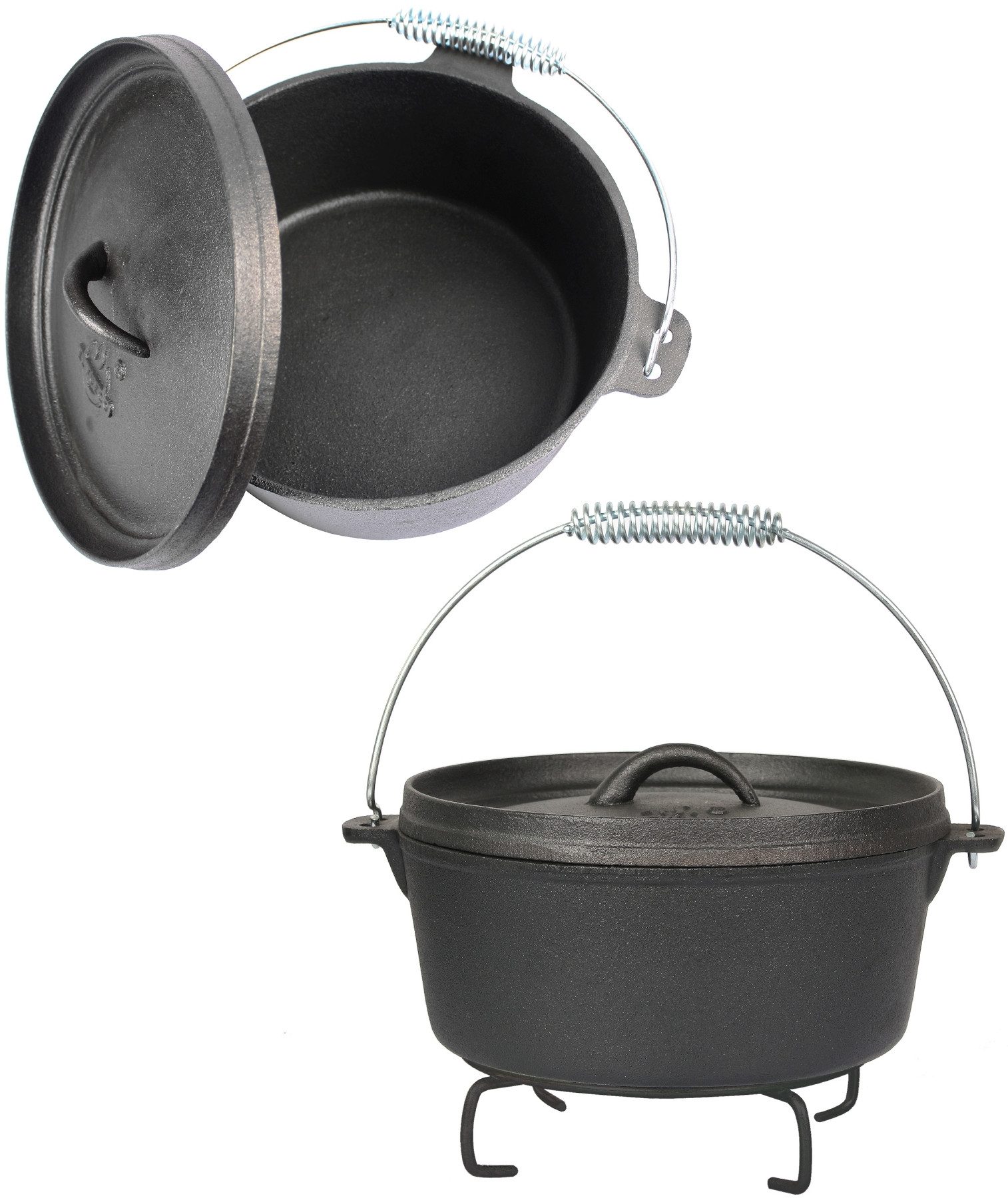 El Fuego Topf-Set El Fuego® Dutch Oven, Eisenguss (Set, 7-tlg), aus Gusseisen, mit spezieller Oberflächenveredelung