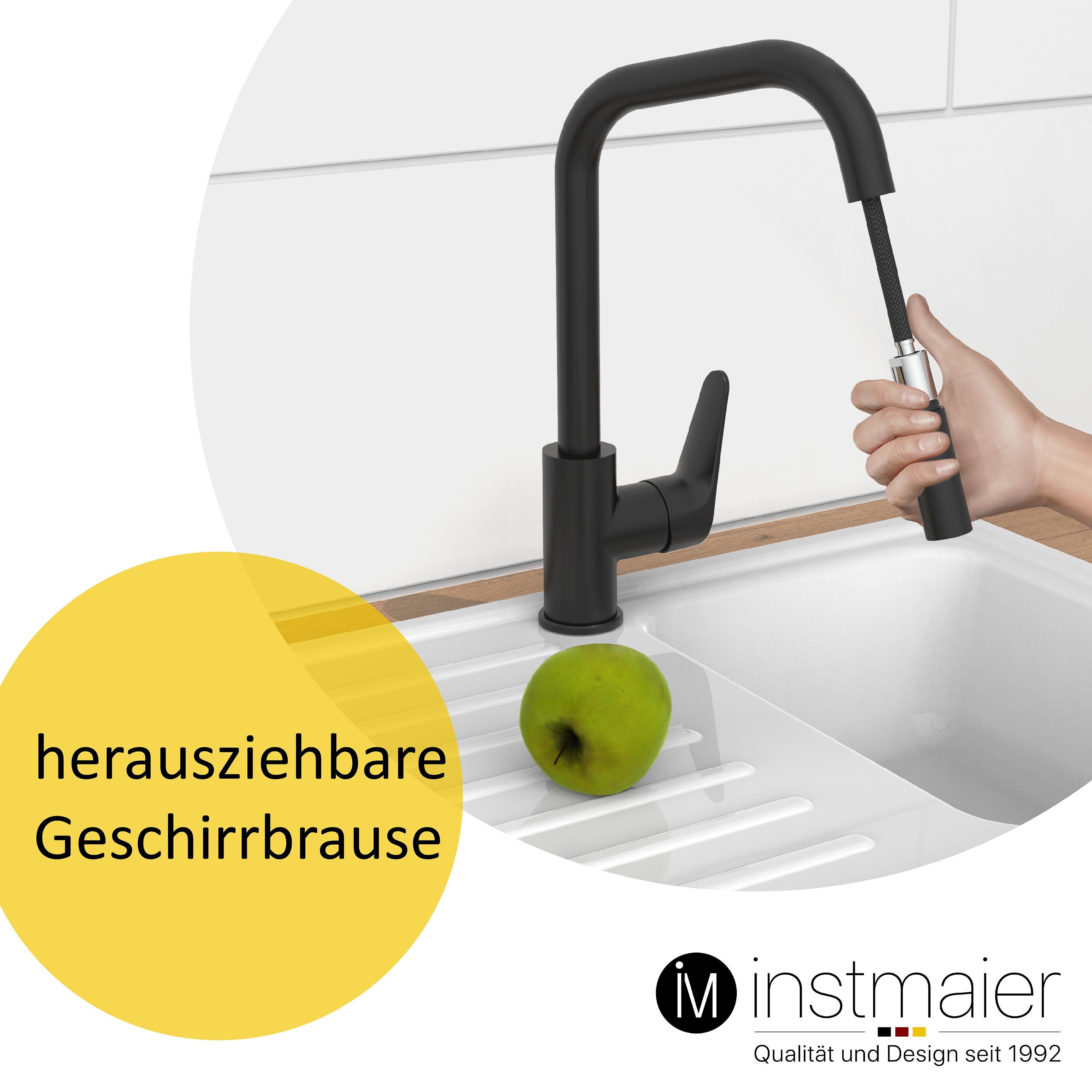 ausziehbarer instmaier Brause, K5, Trendfarbe Küchenarmatur mit mit Schwarz Auslauf hohem Spültischarmatur