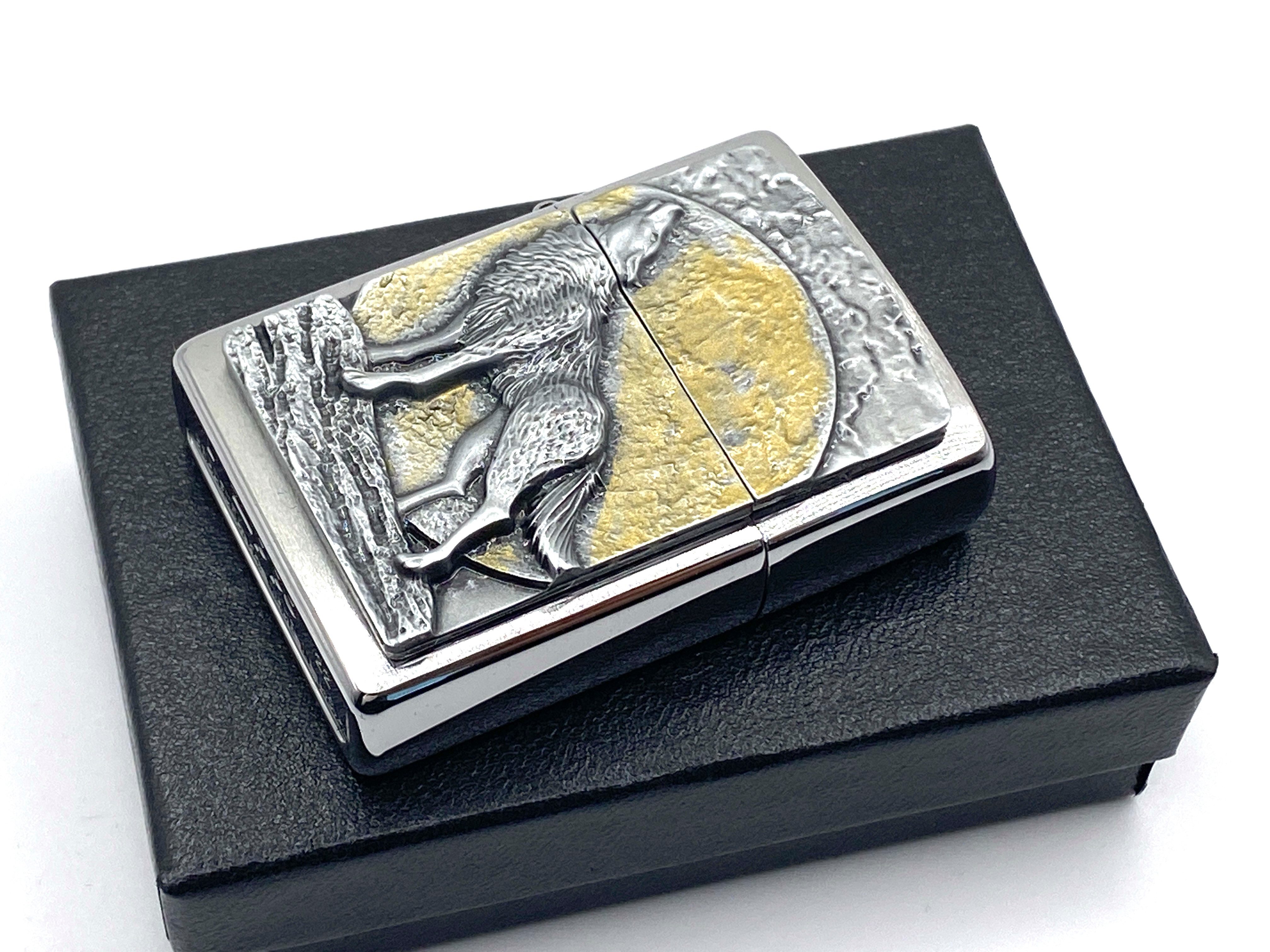 Zippo Feuerzeug Wolf at Moonlight Emblem Sturmfeuerzeug