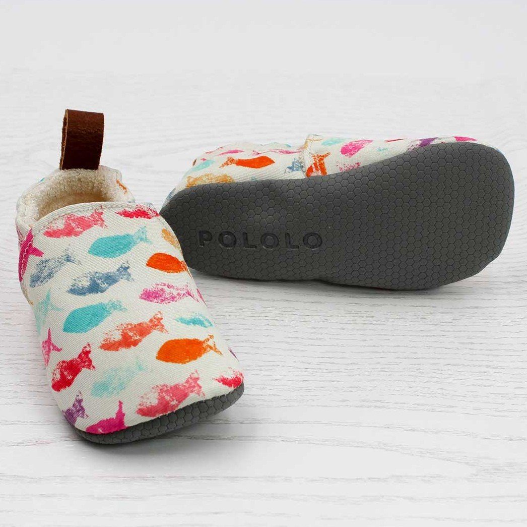 POLOLO Kinderschuhe Seaqual, Kinder Hausschuh aus Upcycling-Meeresplastik und Bio-Baumwolle