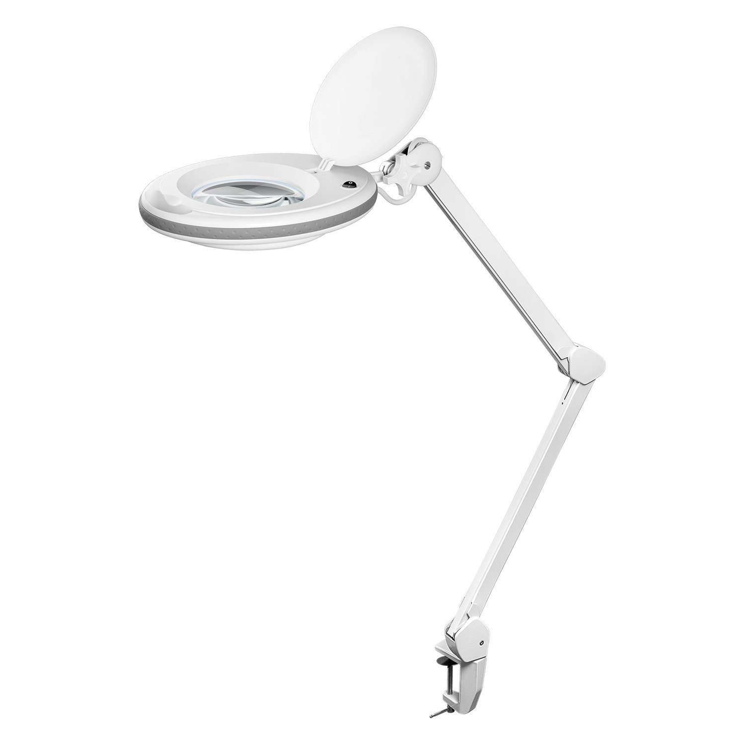 Goobay Lupenlampe 8 W LED-Lupenleuchte mit Klemme, SMD LED, kaltweiß, 6500 K, 6500 K, 1,75-fache Vergrößerung, 90° neigbar und 360° schwenkbar