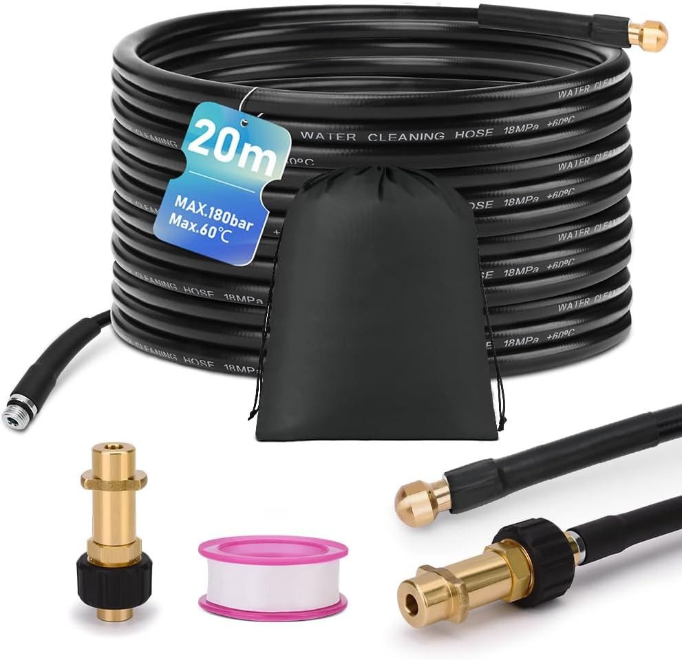 XERSEK Hochdruckschlauch Rohrreinigungsschlauch 180bar M22 Adapter Kompatibel mit Kärcher K2-7, 4 nach hinten gerichtete Hochdruckstrahlen