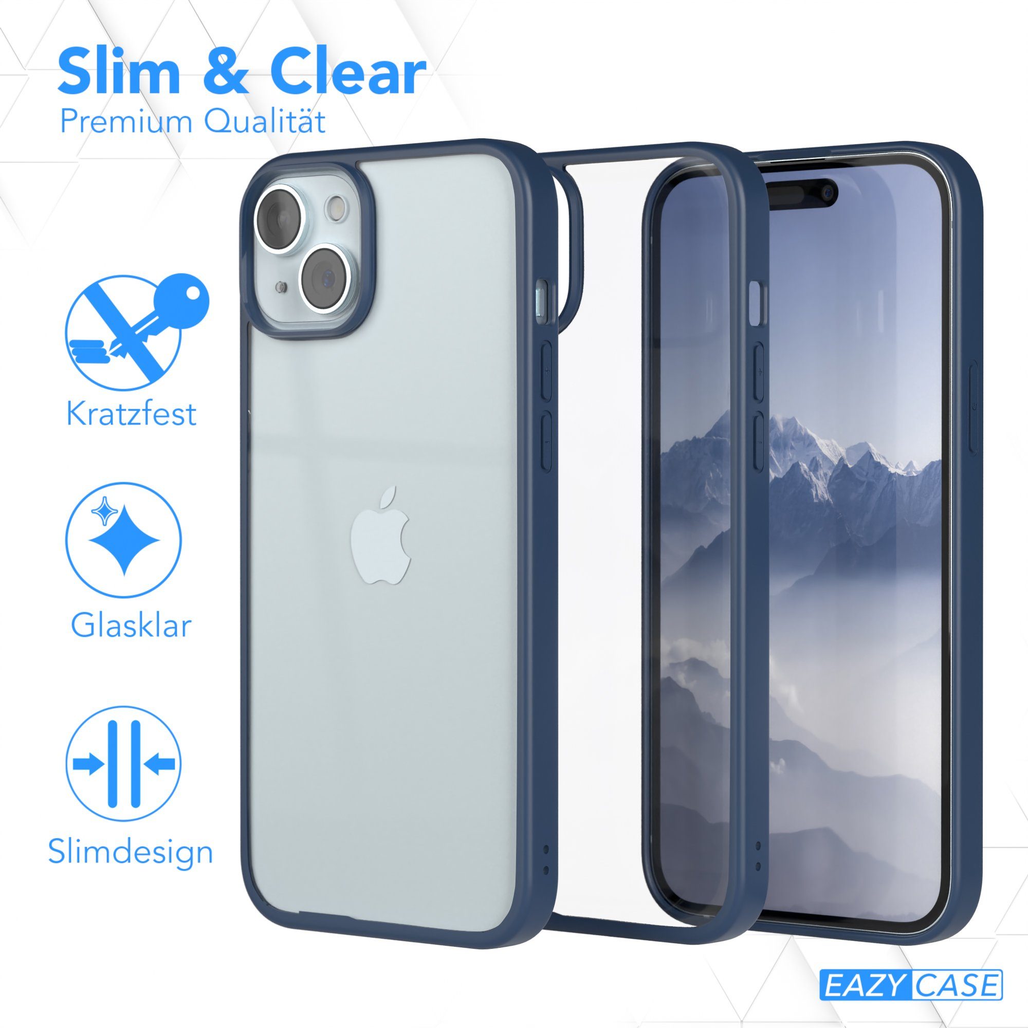 EAZY CASE Handyhülle Bumper Case für Apple iPhone 15 Plus 6,7 Zoll, Handyhülle Dünn mit Kameraschutz Hybrid Handyhülle Rand Nacht Blau – Bild 5 von 5