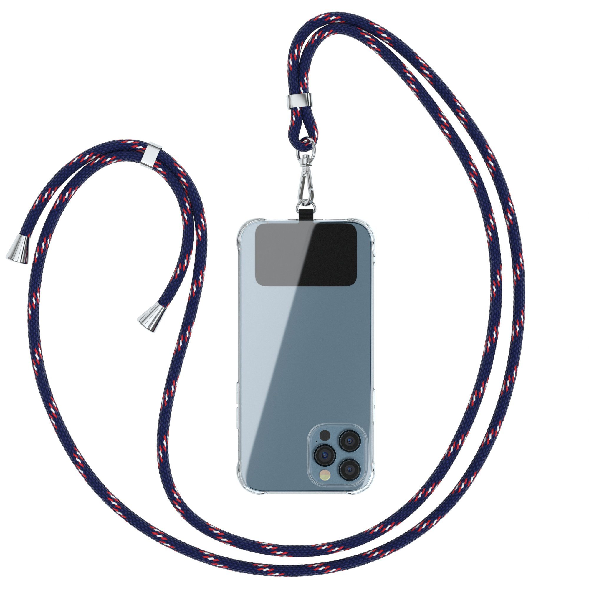 EAZY CASE Handykette Universal für jedes Smartphone zum Umhängen, Phone Chain mit Karabiner abnehmbar für alle Modelle Blau Marine