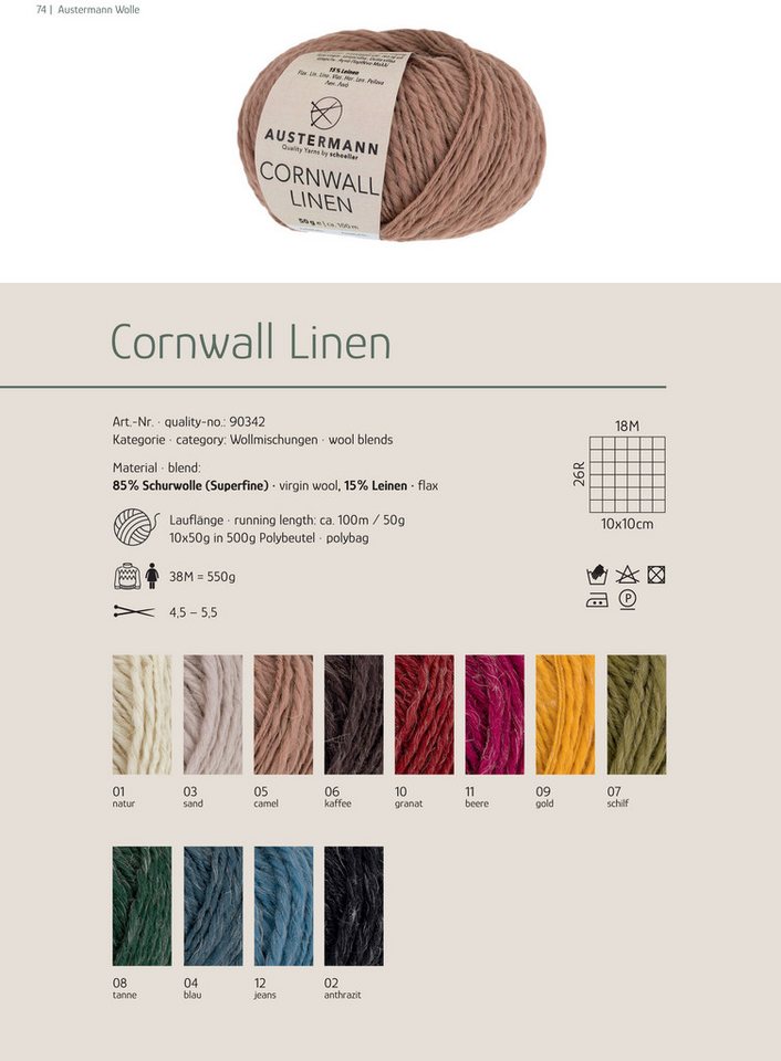 Thumbnail - Austermann Wolle Austermann Cornwall Linen Häkelwolle, 100,00 m, wärmend