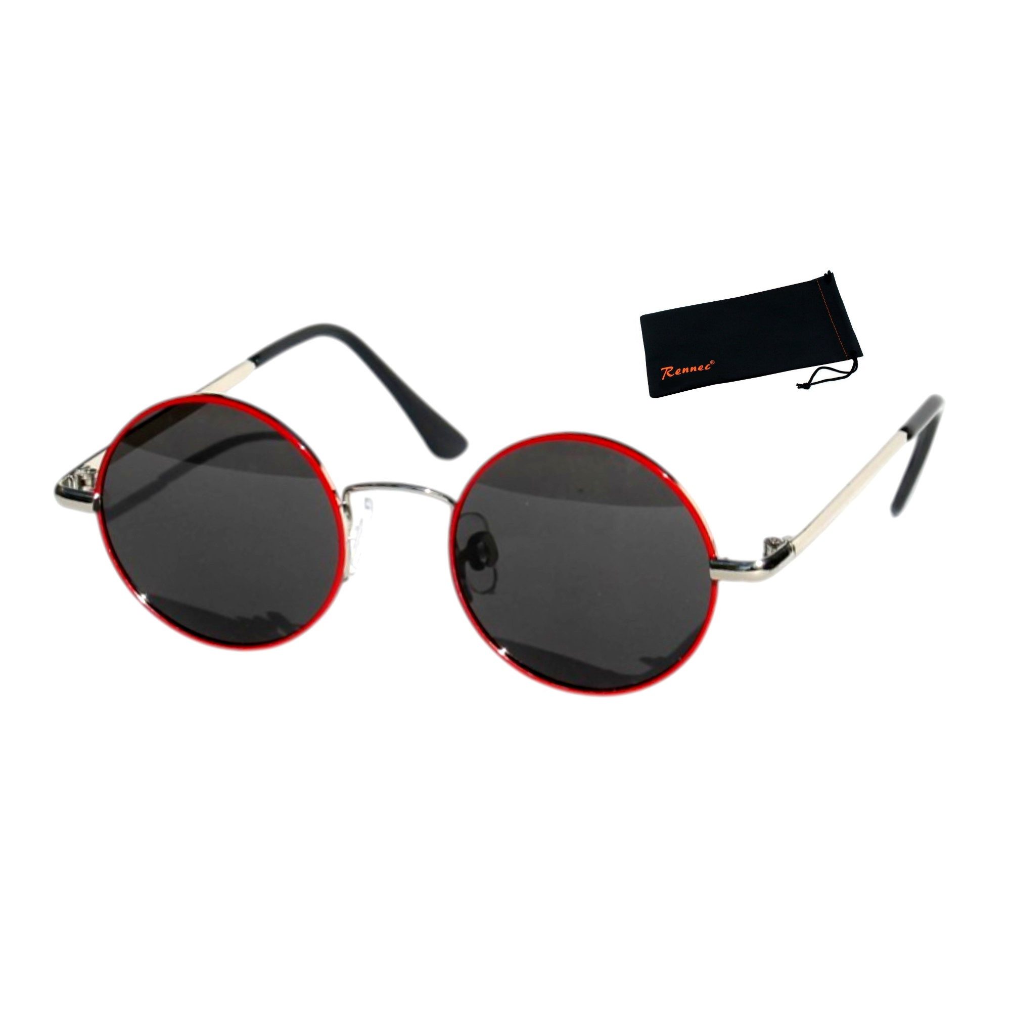 Rennec Sonnenbrille (Kinder Nickelbrille mit Brillenbeutel, Runde Sonnenbrille Polarisiert Getönt UV400) Nickelbrille Jungen und Mädchen im Alter von 5 bis ca 9 Jahren