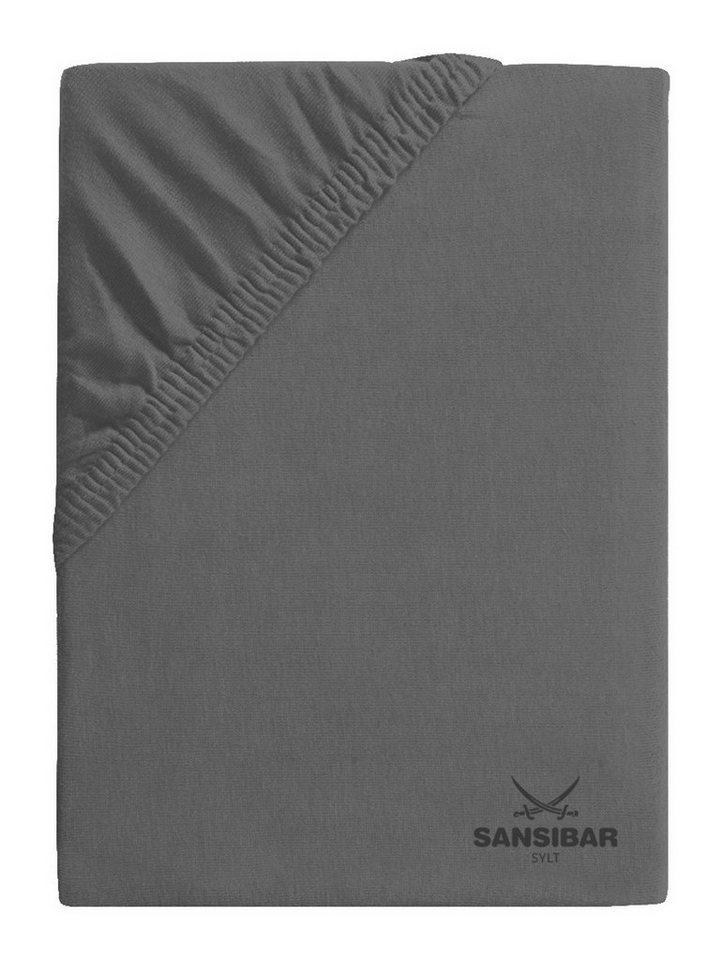 Sansibar Sylt Spannbettlaken Uni Jersey Boxspring Spannbetttuch, perfekte Passform, 40 cm Steg, 95% Baumwolle/5% Elasthan, Gummizug: rundum, Rundumgummizug, (1 Stück), hochwertige Baumwolle, langlebig, klimaregulierend
