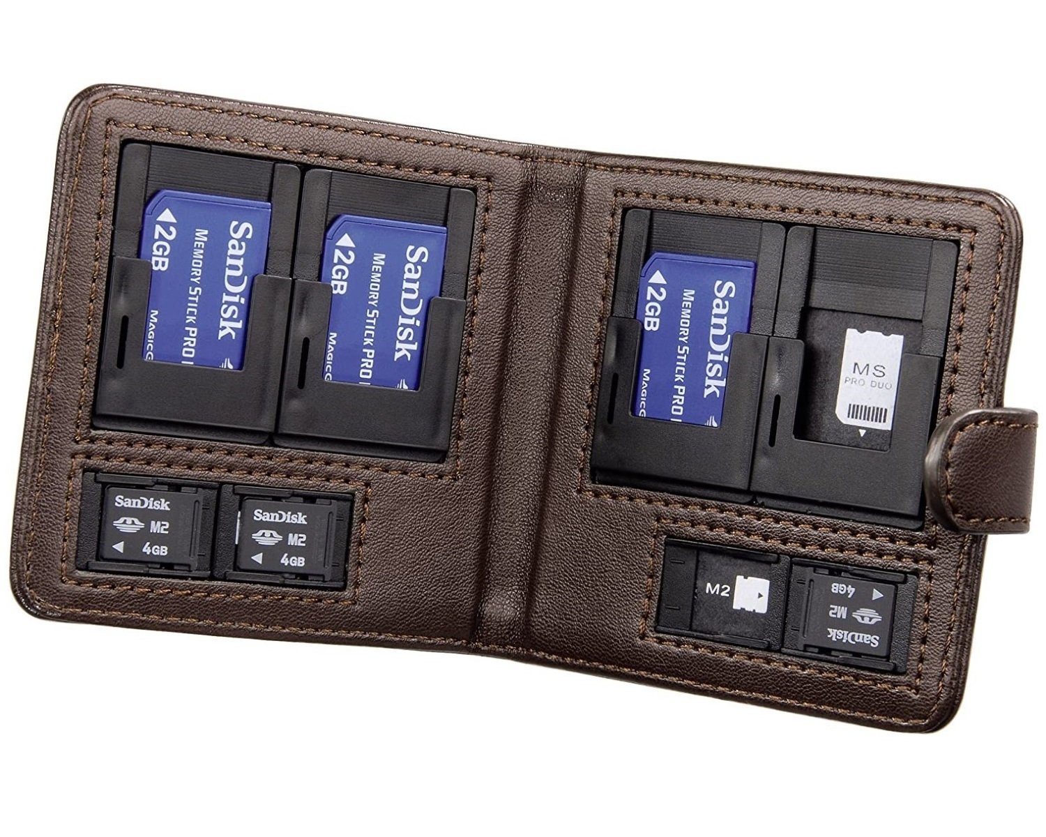für Etui für MemoryStick-Pro Memory-Stick Schutz-Hülle Speicherkarten-Tasche 8x Micro-M2 Memory-Card Sony Braun, Hama MemoryStick