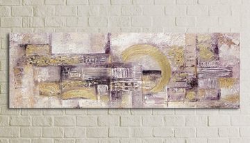 YS-Art Gemälde Abstraktion II, Abstrakt, Abstraktes Leinwand Bild Handgemalt Lila Gold Rund