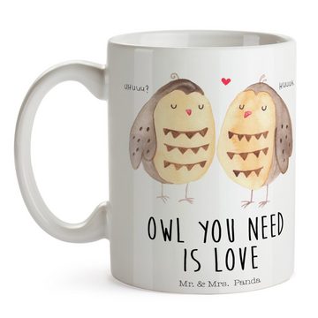 Mr. & Mrs. Panda Tasse Eulen Liebe - Weiß - Geschenk, Tasse, Kaffeebecher, Tasse Sprüche, Te, Keramik, Einzigartiges Botschaft