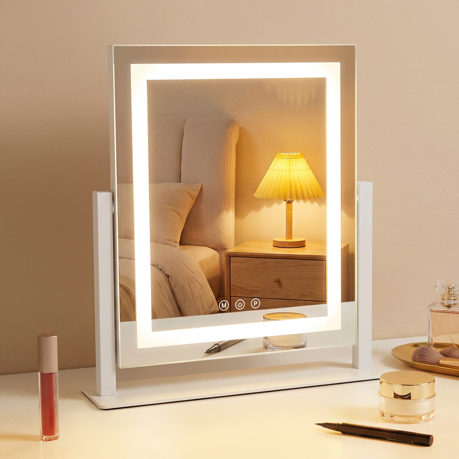 ZMH Schminkspiegel LED 3 Modi, Touch-Dimmbar, Kosmetikspiegel, Tischspiegel
