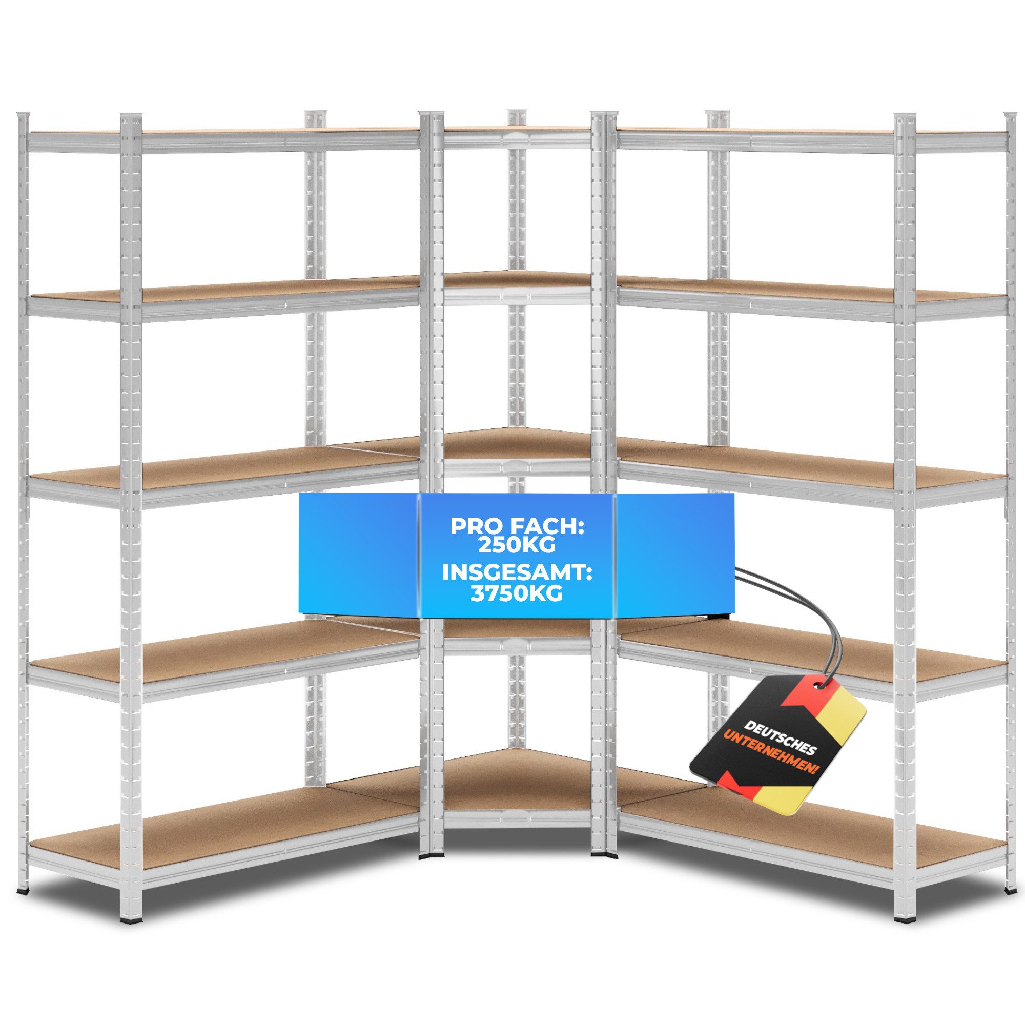 ALL Schwerlastregal Eckregal, 1x 180x70x40cm + 2x 180x90x40cm, 3er-Set, 375 günstig online kaufen