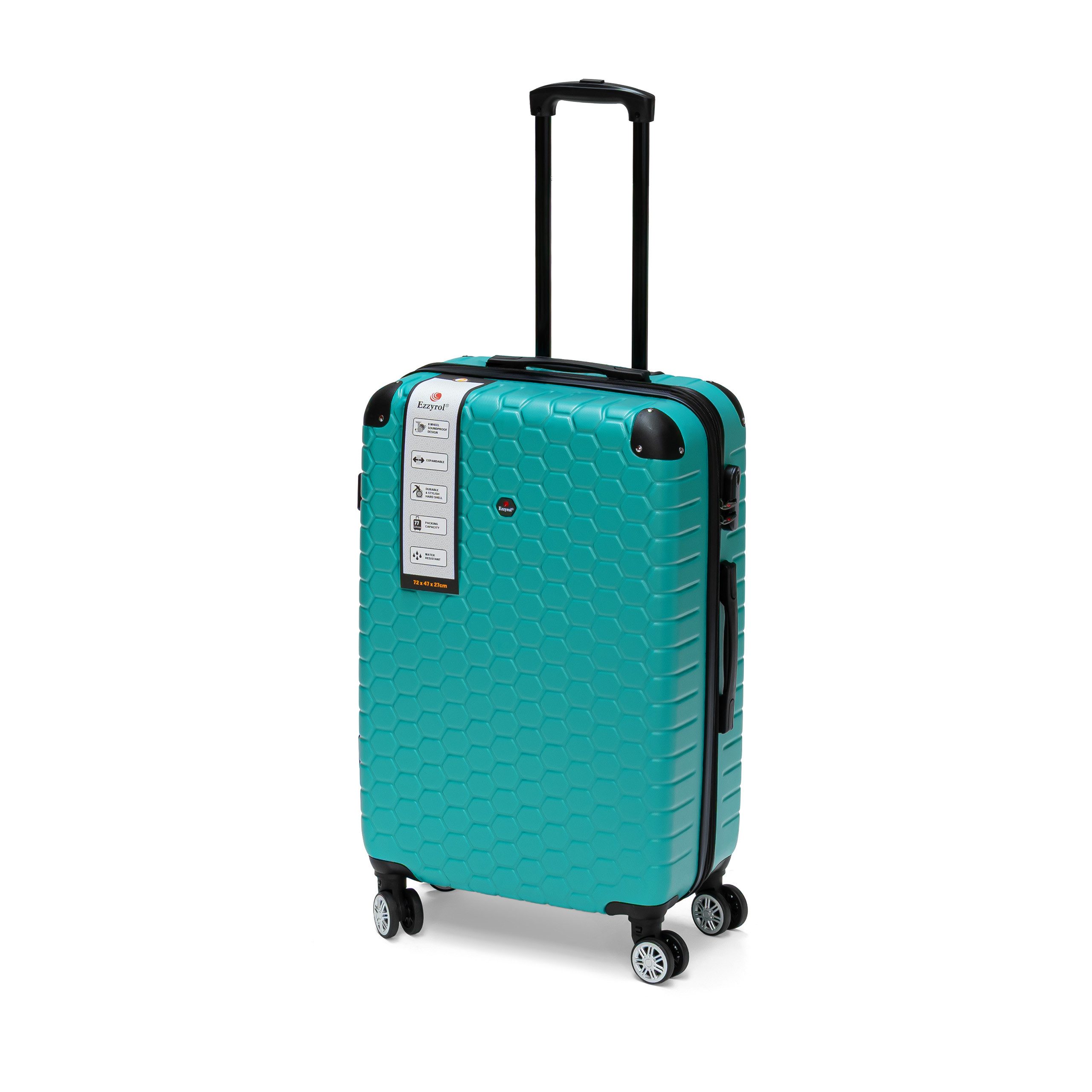 Ezzyrol® Hartschalen-Trolley Hartschalenkoffer mit 4 Lenkrollen, Teleskopgriff, Zahlenschloss, robuste ABS-Schale – stabil, leicht & ideal für Familienurlaub