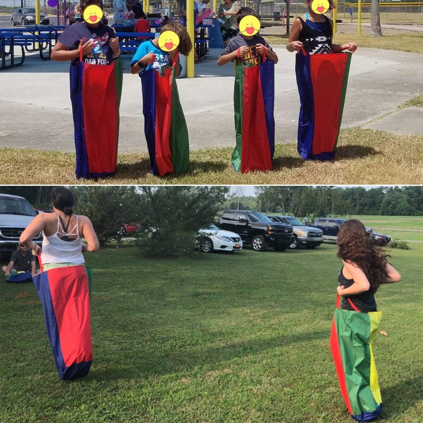 CLTYQ Spiel Outdoor Spiele Kindergeburtstag Partyspiele für Kinder Erwachsene, Sackhüpfen Säcke, Eierlaufen, Medaillen, Outdoorspiele