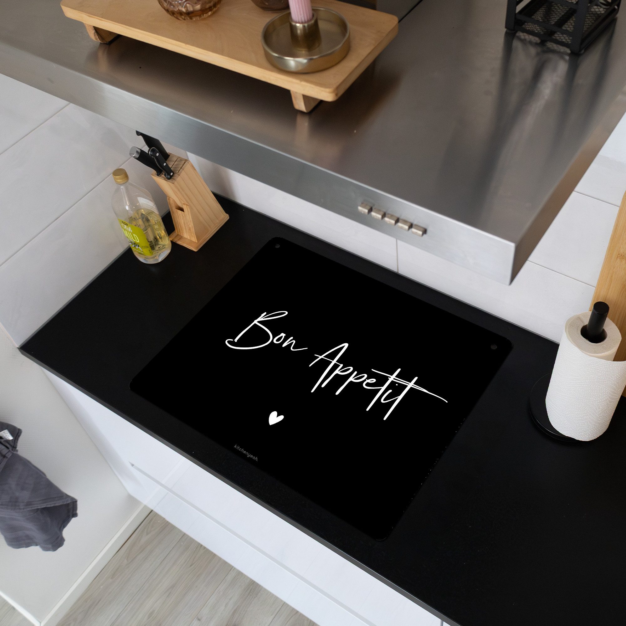 KitchenYeah Küchenrückwand Schwarz - Zitat - Guten Appetit, (1-tlg), Abdeck günstig online kaufen