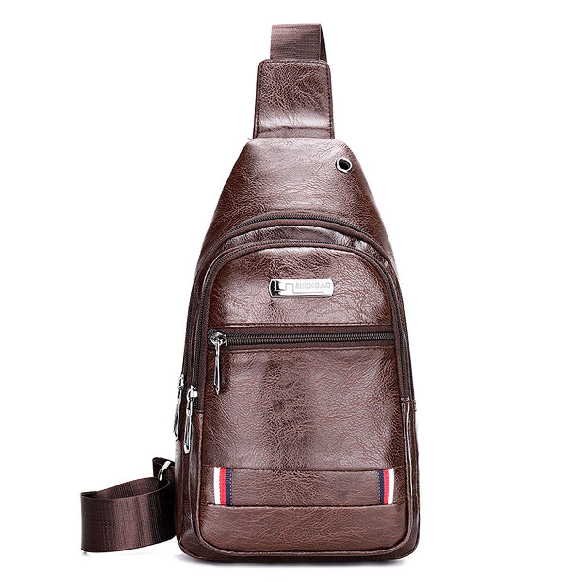 Schultertasche Sling Rucksack für Herren Brusttasche Crossbody PU Crossbody Tasche