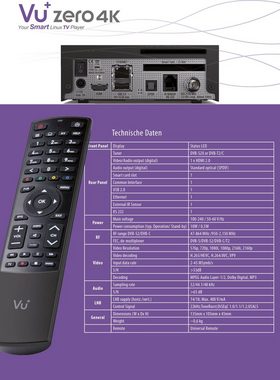VU+ VU+ ZERO 4K 1x DVB-C/T2 Tuner Linux Combo Kabel Receiver WLAN Stick SAT-Receiver