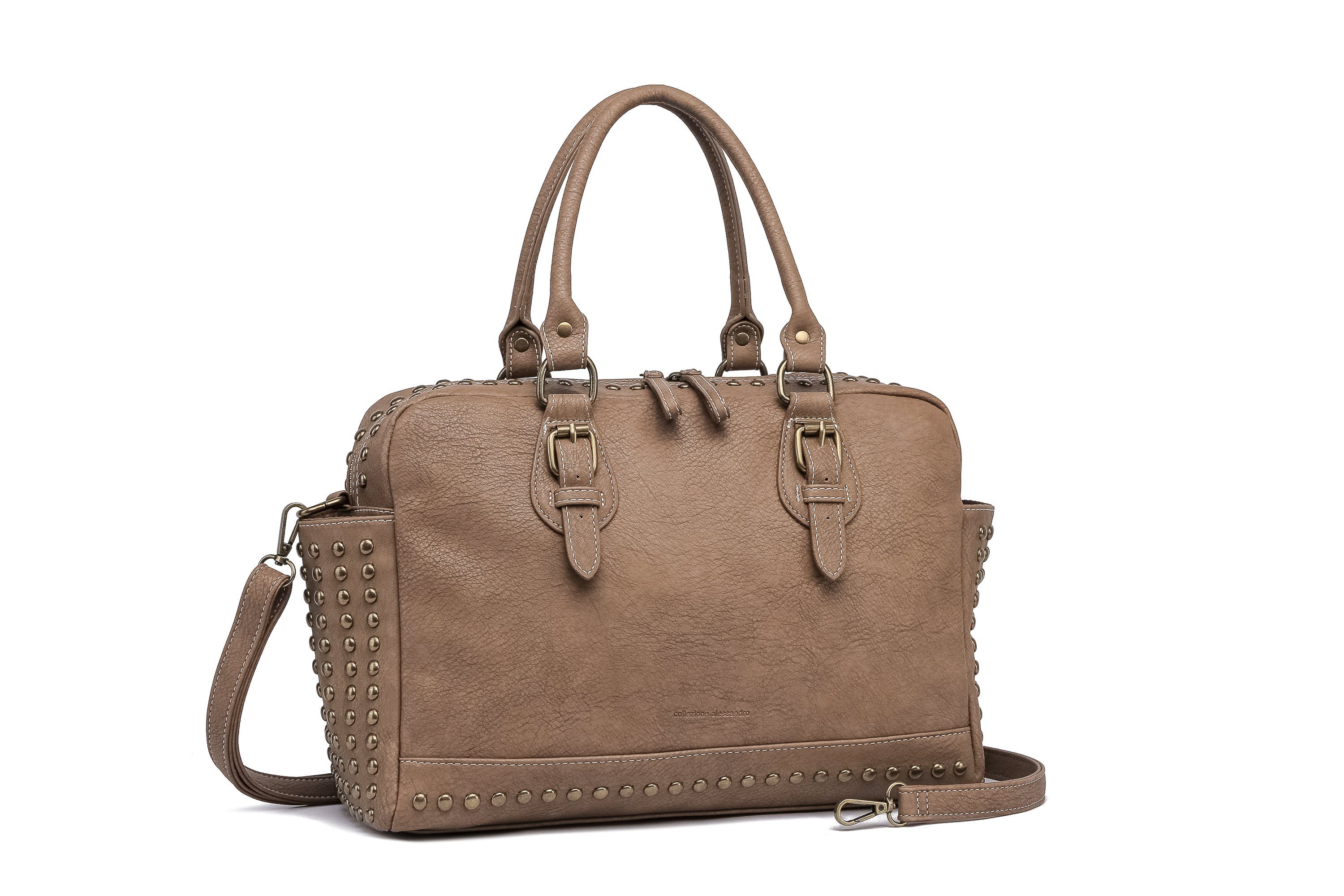 Seitenfächern Schultertasche braun ALESSANDRO 2 COLLEZIONE mit Boho,