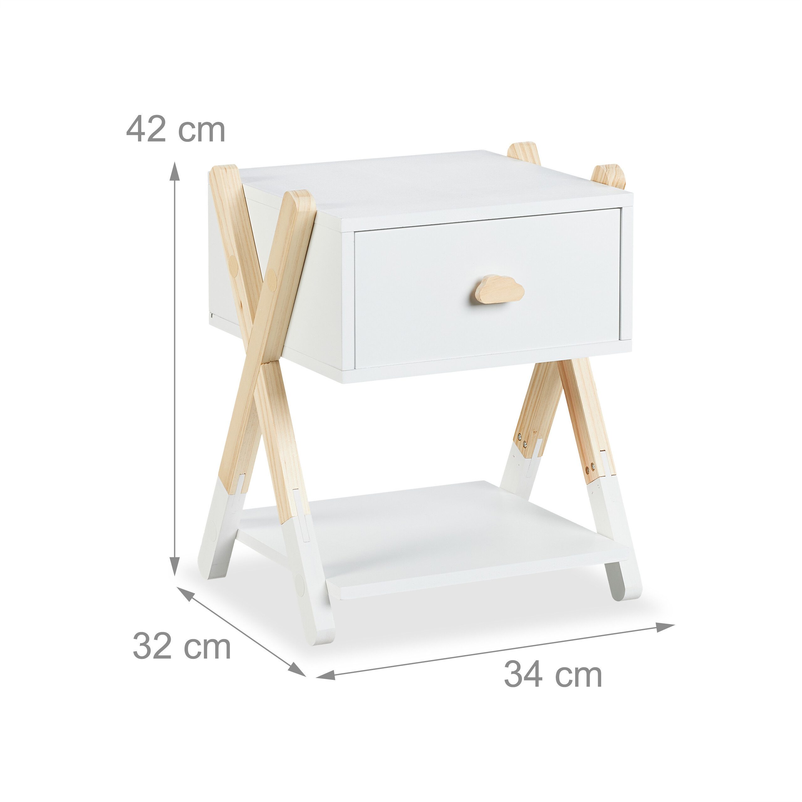 relaxdays Nachttisch für Kinder mit Schublade (1-St) – Bild 4 von 5