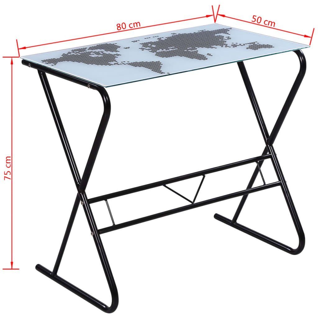 Schreibtisch mit Glasschreibtisch furnicato Weltkartenmuster