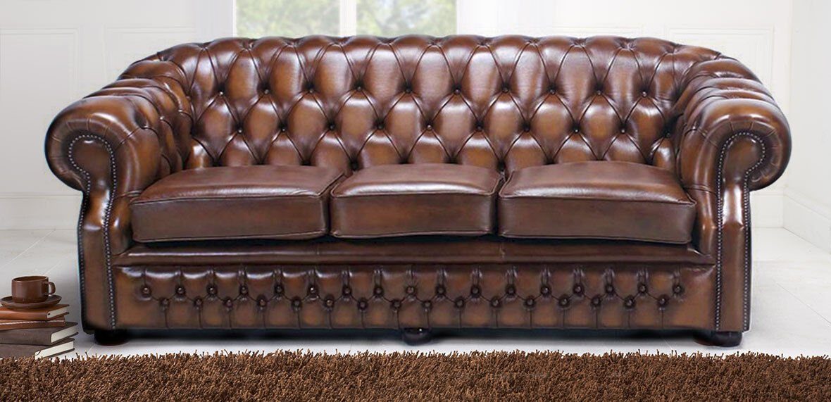 3-Sitzer Garnitur Sofa Luxus Europe Sofas, Polster Design Leder Chesterfield JVmoebel Made Couch in