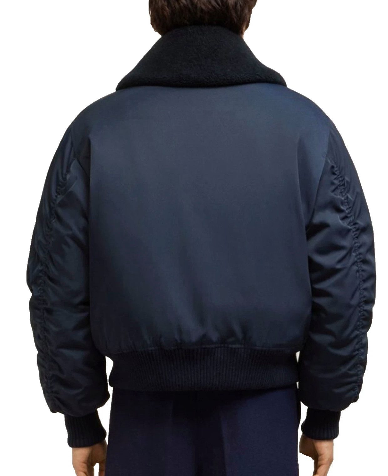 AMI PARIS - ALEXANDRE MATTIUSSI Bomberjacke College Blouson Jacke Shearling-Kragen Unisex Abnehmbarer Shearling-Kragen Lammfelloptik