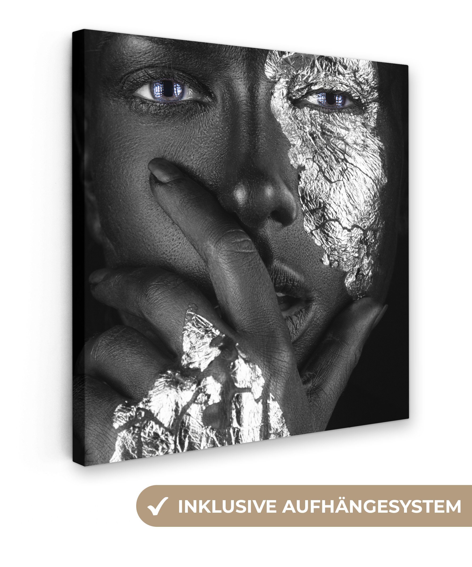 OneMillionCanvasses® Leinwandbild Weiblich - Silber - günstig online kaufen