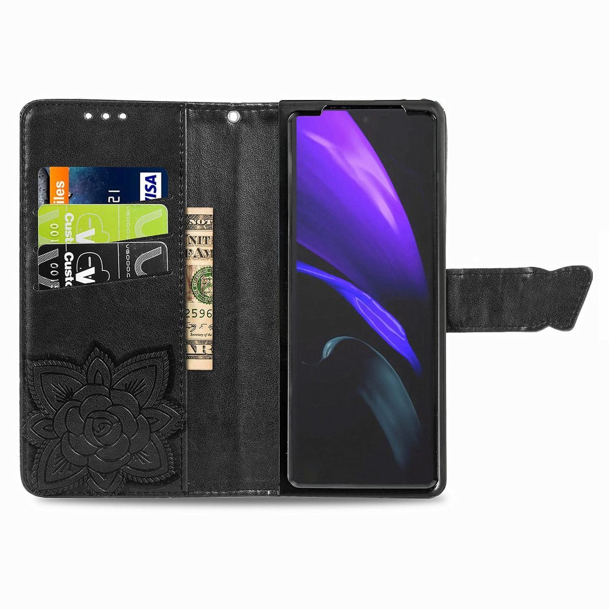 König Design Handyhülle Samsung Galaxy Z Fold3 5G, Schutzhülle Schutztasche Case Cover Etuis Wallet Klapptasche Bookstyle
